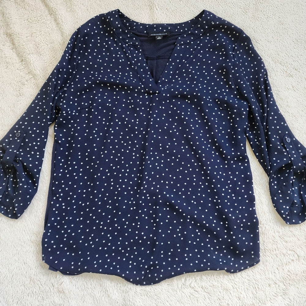 Navy Polka Dot Women's Top
